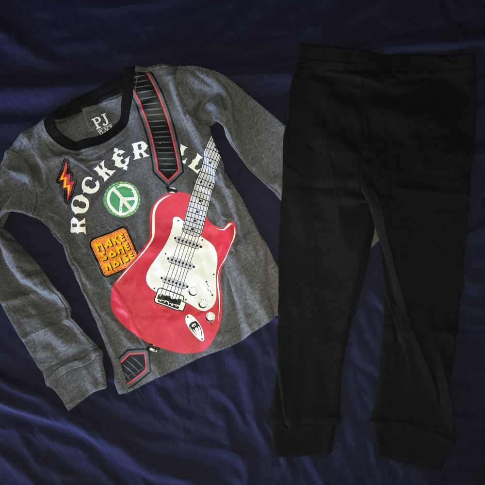 Carter's Gray and Black Rocker Long Sleeve Tee Set